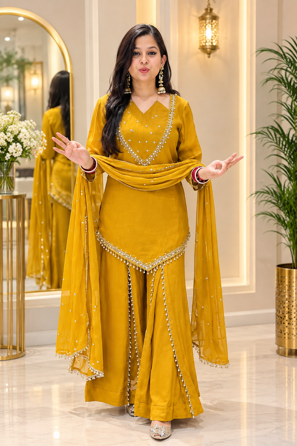 Vibrant Mustard Yellow Elegant Ethnic Set