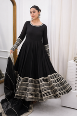 Noor Black Color Embroidered Work Anarkali Suit Set