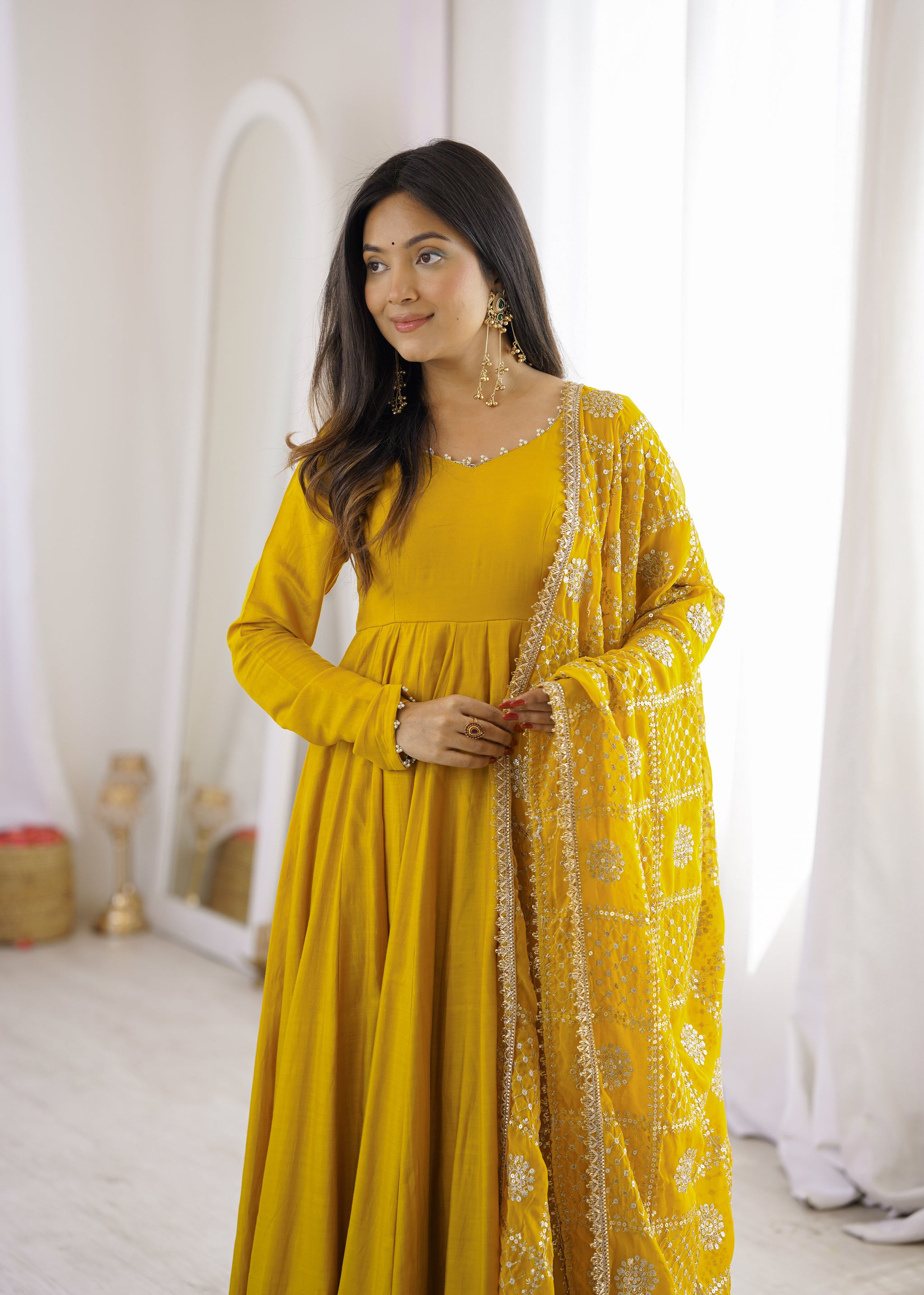Chanderi 16 Kali Anarkali With Designer Dupatta