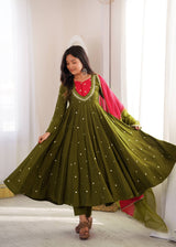 Full Flared Anarkali Suit With Delicate Mirror Work Detailing