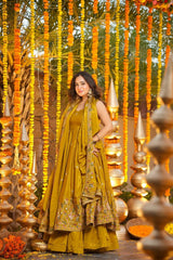 Millow Yellow Floral Anarkali Suit Set