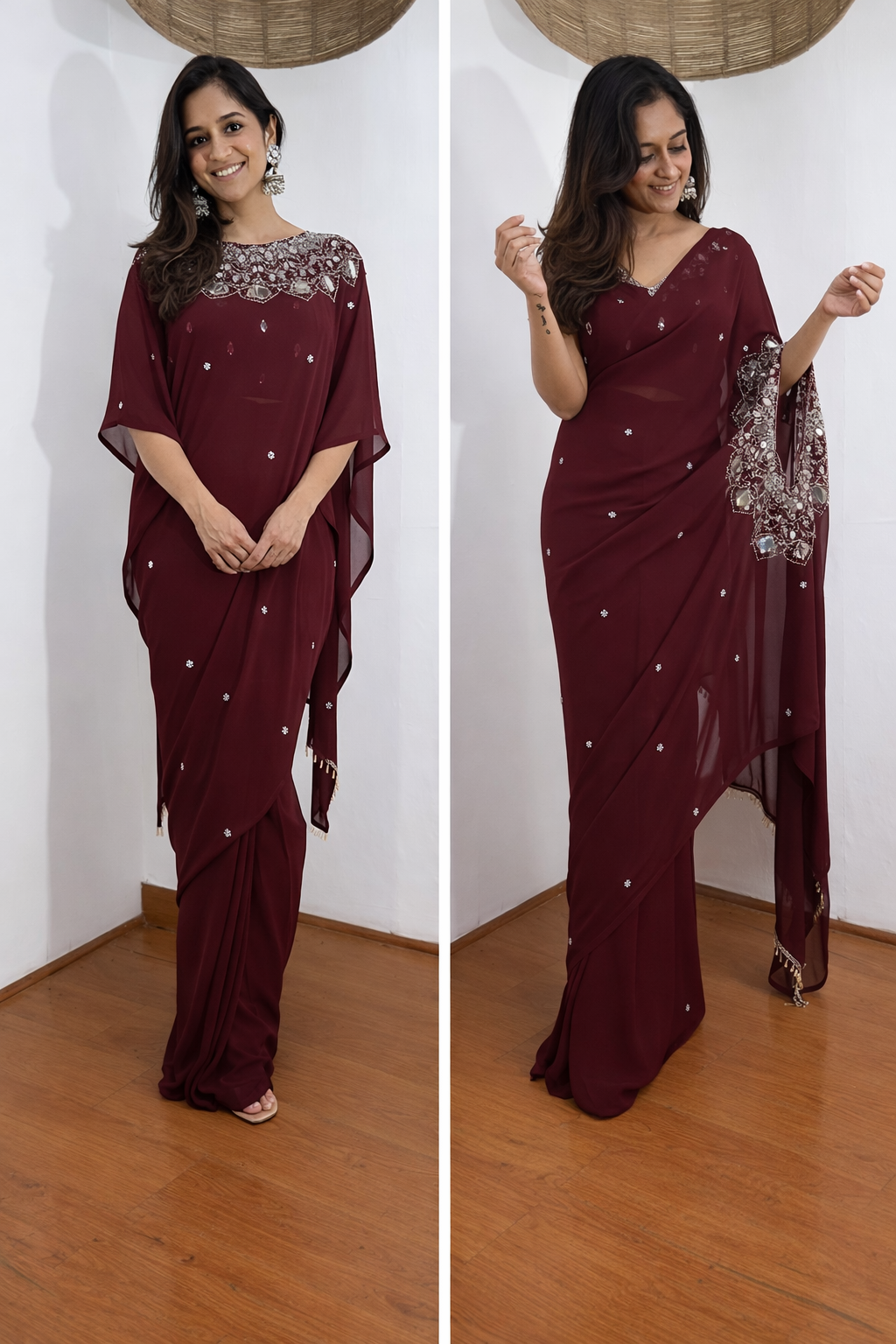 Prami Bhati Kaftan & Handsfree  Saree