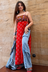 RED NAVRATRI KURTI WITH REAL MIRROR WORK