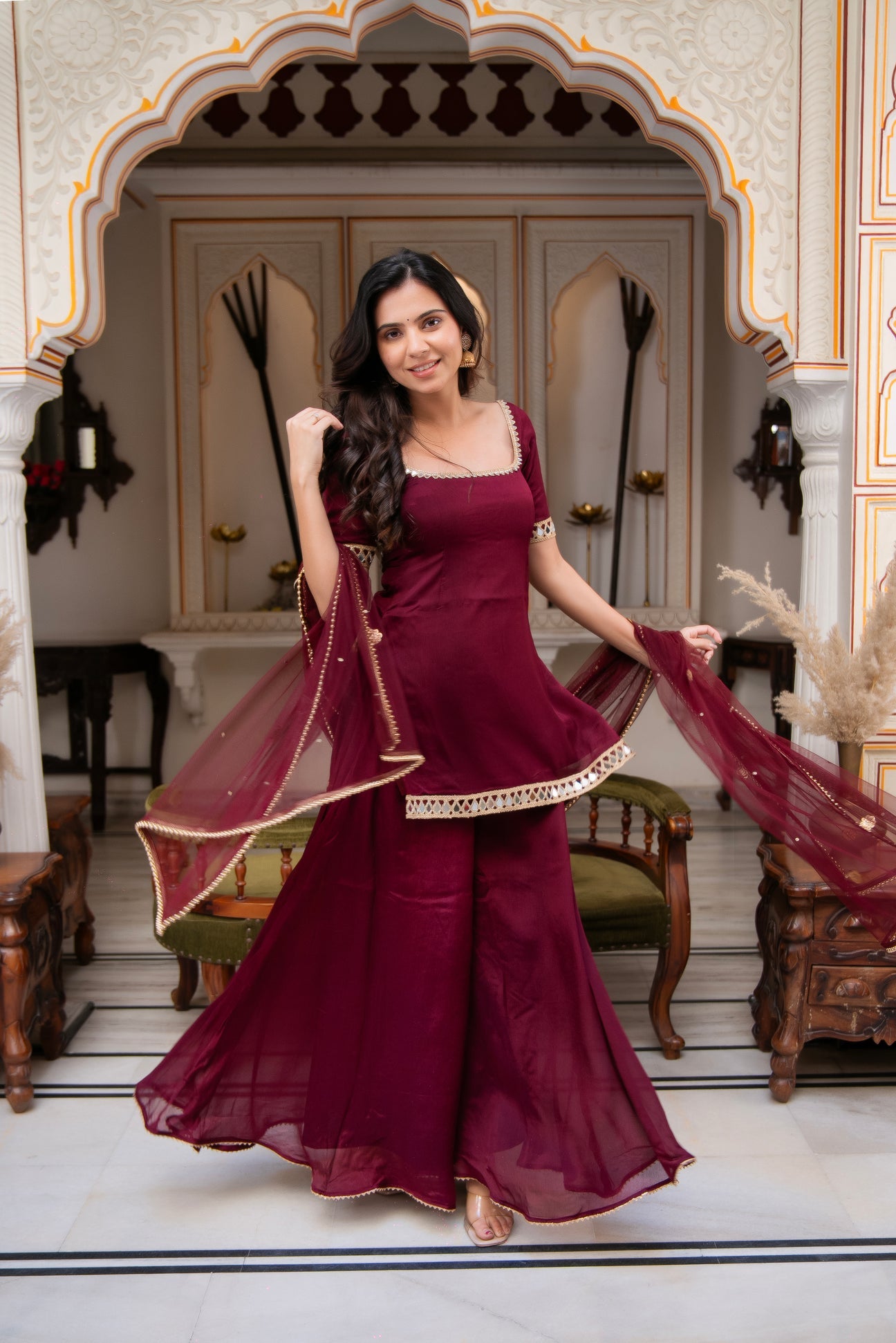 Gulnaar Maroon Suit Set