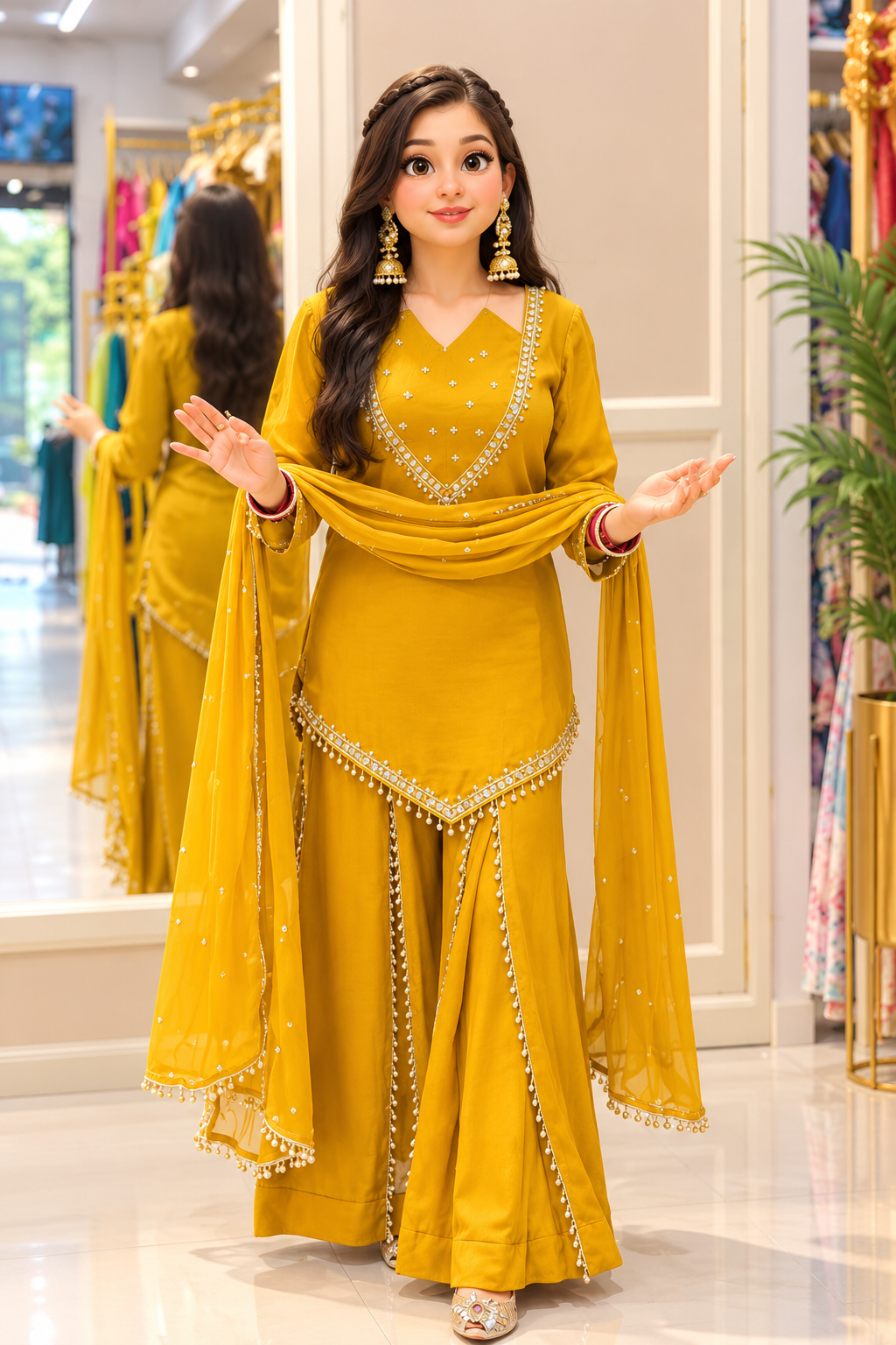 Vibrant Mustard Yellow Elegant Ethnic Set