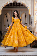 Sargun Yellow Jacquard Suit Set