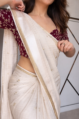 Off White Pure Viscose Saree