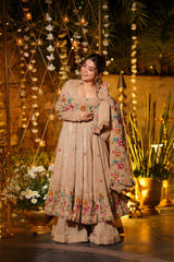 Luminous Silken Chiku Anarkali Suit Set