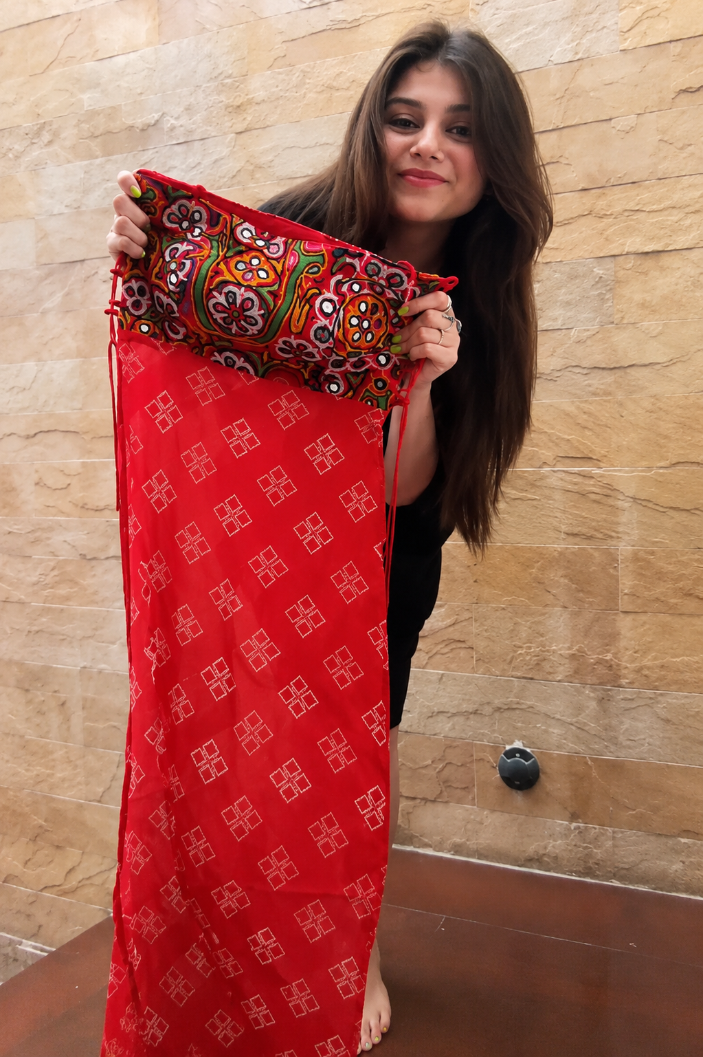 RED NAVRATRI KURTI WITH REAL MIRROR WORK