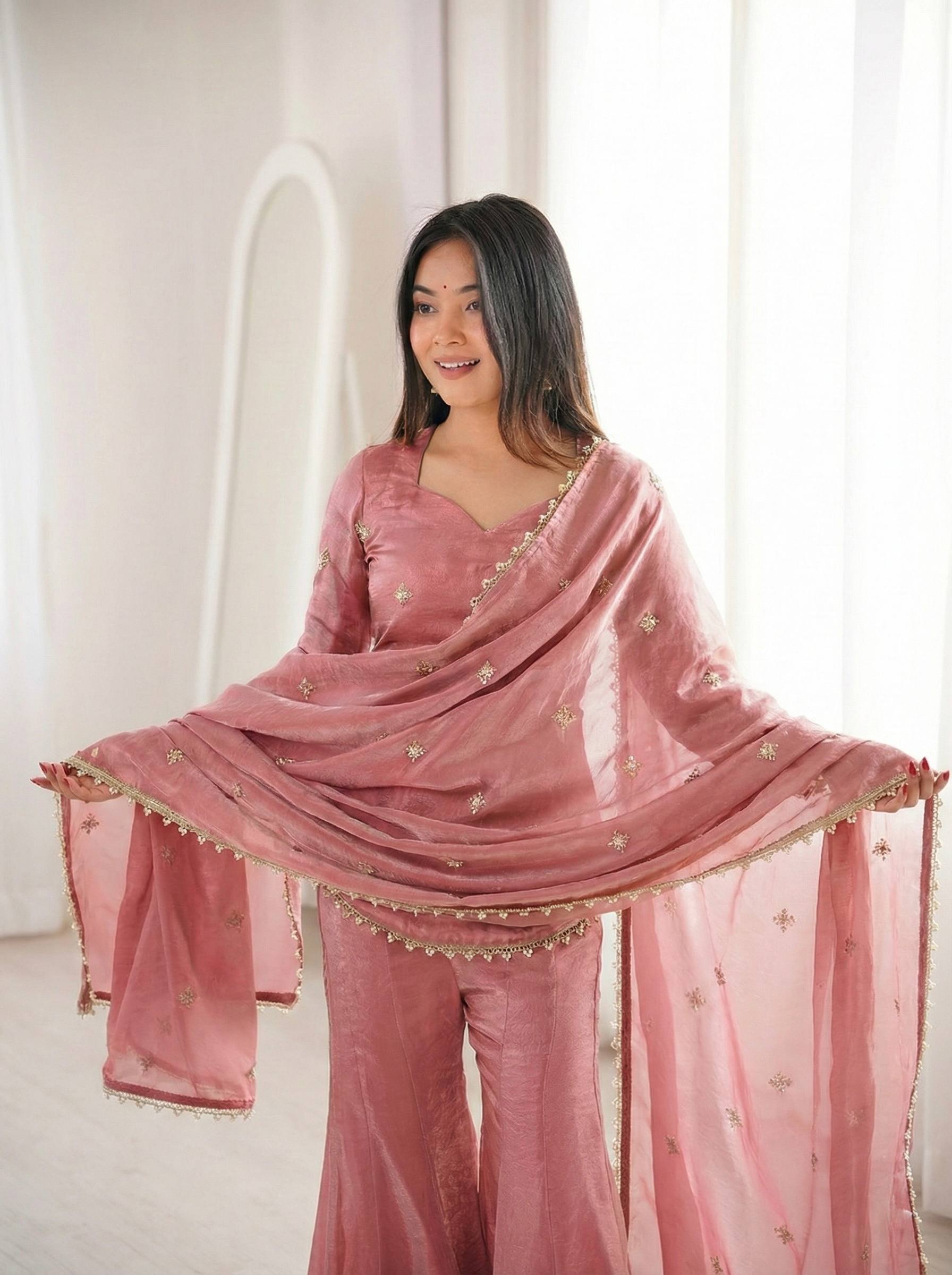 Modern Style Fendy Silk Sharara Set