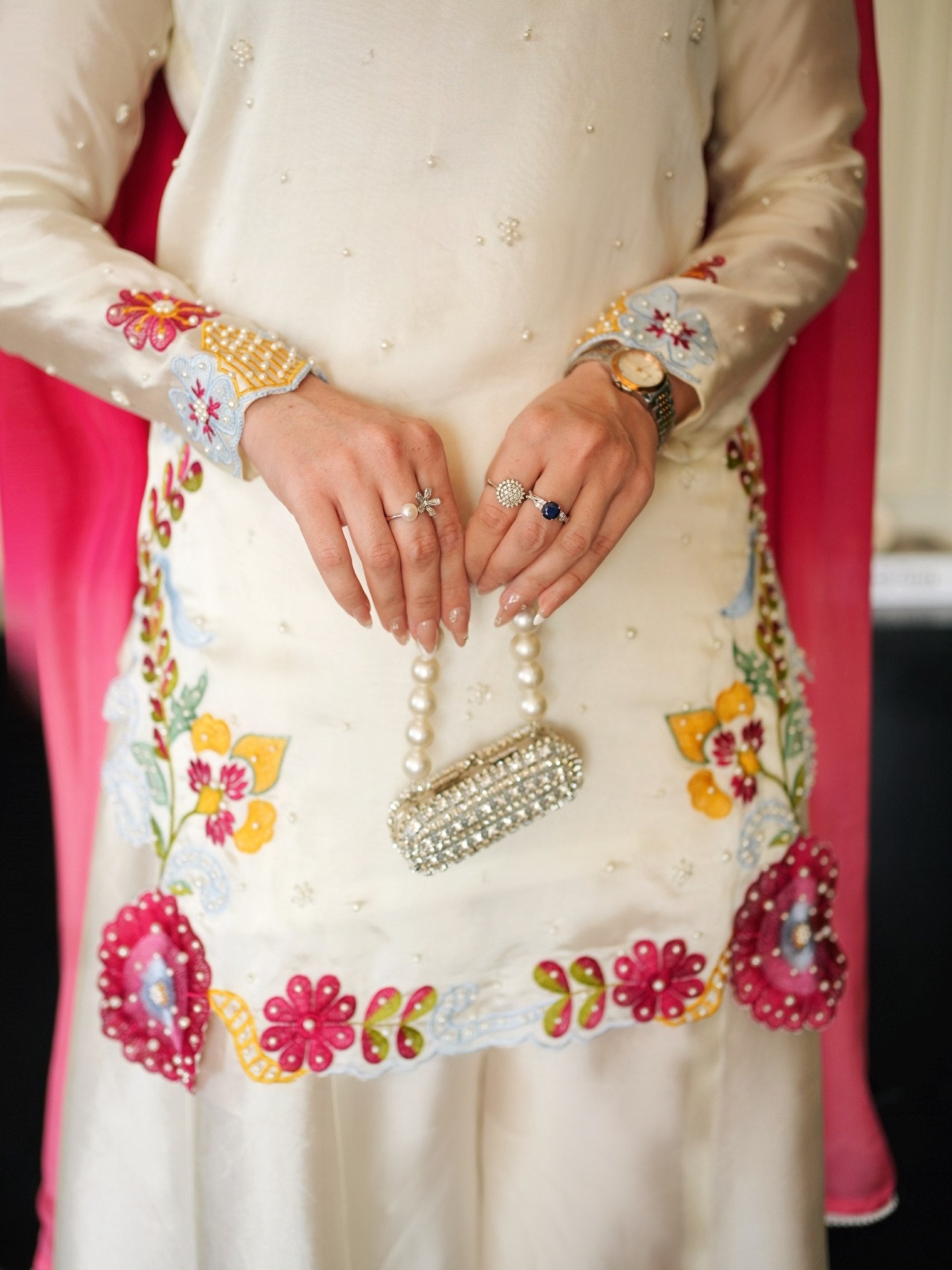Ivory Pakistani Floral Farshi Salwar Suit Set