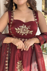 Maroon Raktima Silk Suit Set
