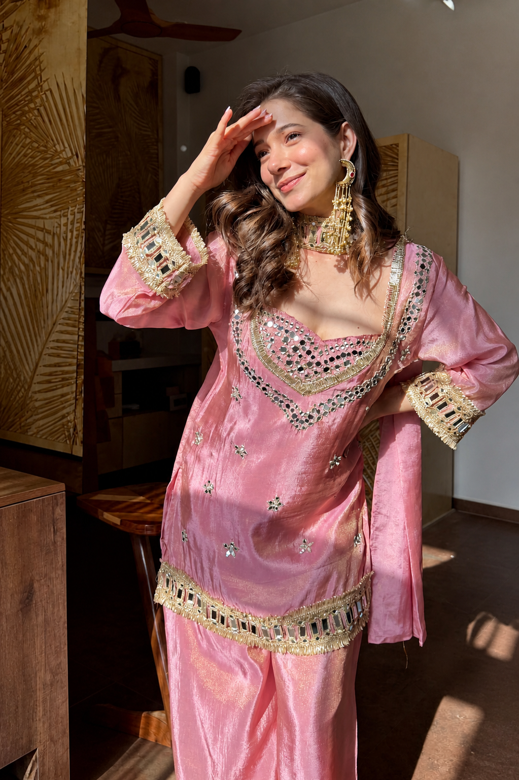 Trendy Real Mirror Work Plazzo Suits