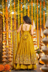 Millow Yellow Floral Anarkali Suit Set