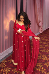 Avisha Fendy Silk Blush Pink Anarkali Premium Suit Set