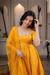 Sargun Yellow Jacquard Suit Set