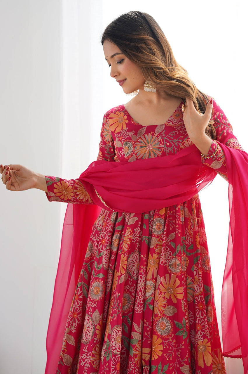 Floral Designer Peplum Plazo Kurta Set