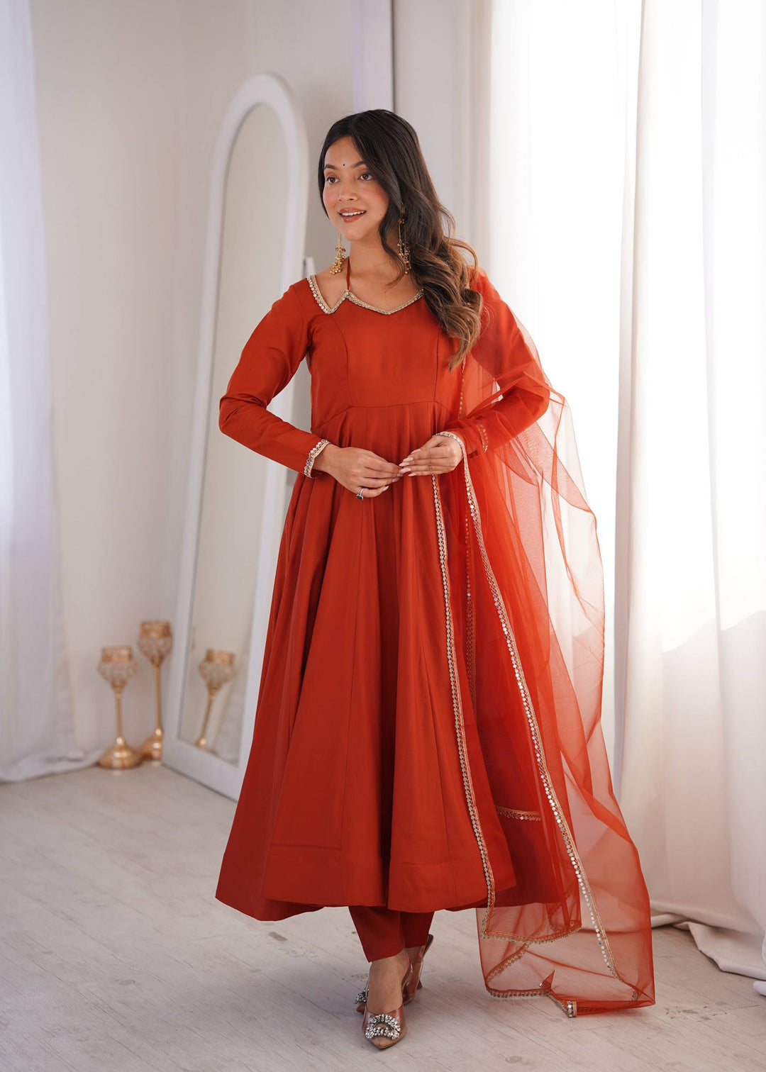 Festive Anarkli Suits with Fency Neck design
