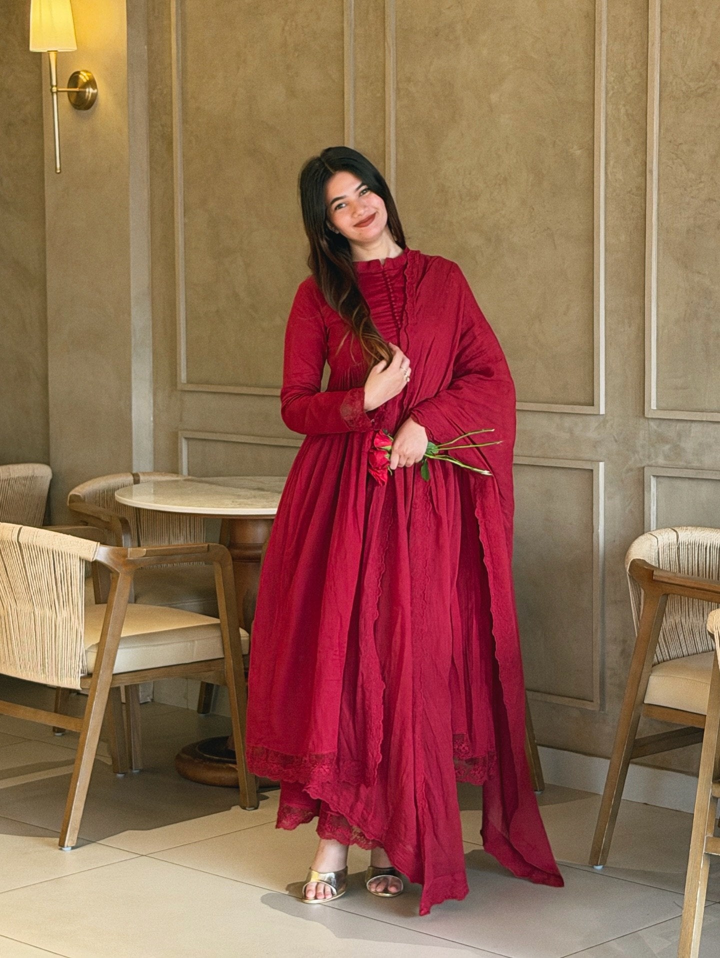 Designer Flared Anarkali Suit Set With Dupatta