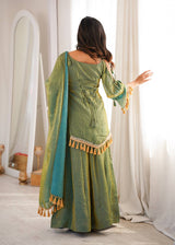 Gold Color Mirror & Tassel Work Ethnic Suit Set