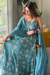 Firozi Floral Embroidered Suit Set