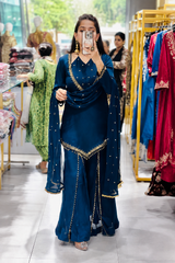 Beutuful Unique Mirror Work Kurta Palazzo Set