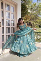 Raktima Anarkali Silk Suit Set