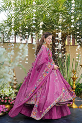 Dusty Rose Shades Anarkali Plazo Suit Set