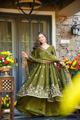 Naishvika Mehendi Floral Anarkali Suit Set