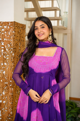 Rimjhim Purple Bandhej Designer Anarkali Suit Set