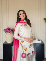 Ivory Pakistani Floral Farshi Salwar Suit Set