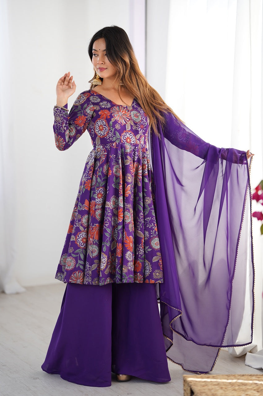 Floral Designer Peplum Plazo Kurta Set