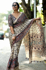 Niharika Sheesha Ajrakh Printed Saree
