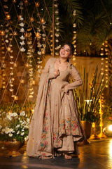 Luminous Silken Chiku Anarkali Suit Set