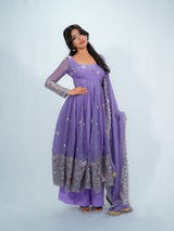 Anarkali Suit With Duppata & Plazo Festive Wear Set